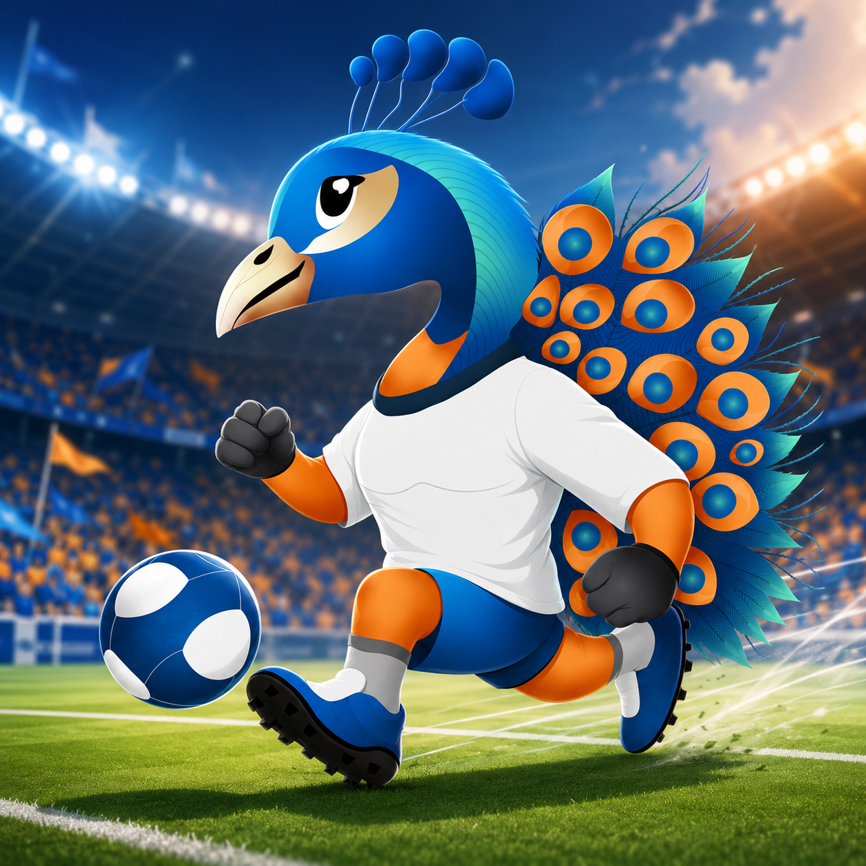 Digitale Illustration eines sportlichen Pfaus
